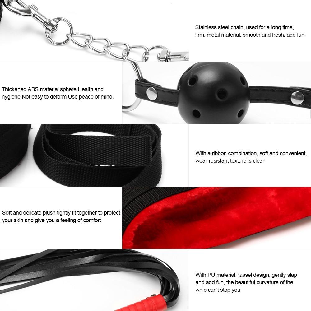 Bdsm Red Black Bondage Starter Kit Nipple Clamps Collar Cuffs Kink