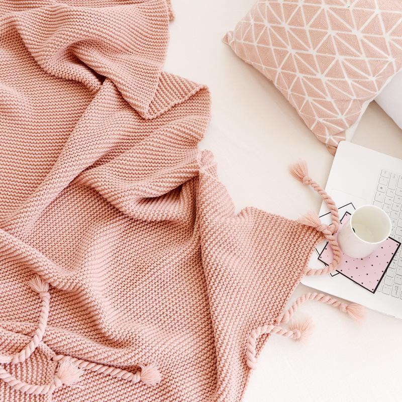 1 Sets of Hod Health & Home 1 Sets Of Long Tassel Knitted Blanket Throw