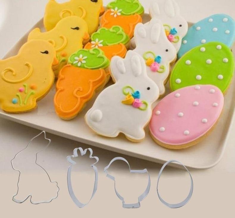 Easter Eggs Rabbit Chick Carrot Stainless Steel Cookie Cutters Baking Tools