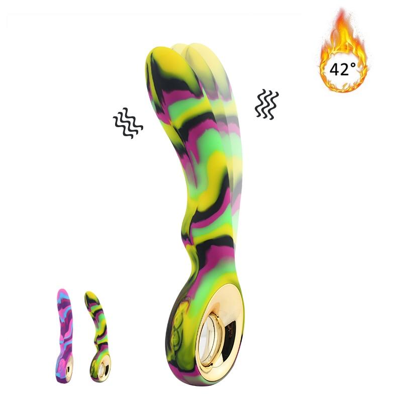10 Speed Dildo Heating Vibrator G Spot Clitoral Stimulator Colourful Sex Toy