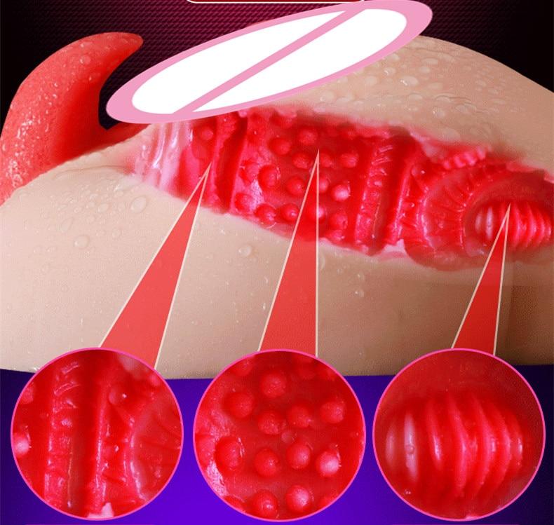 Threesome Mini Doll Realistic Vagina Tongue Male Masturbator Sex Toys Men