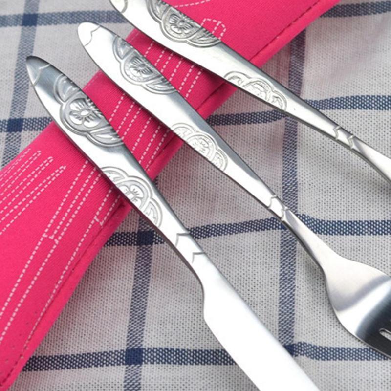 3Pcs / Set Camping Travel Stainless Steel Cutlery With Bag