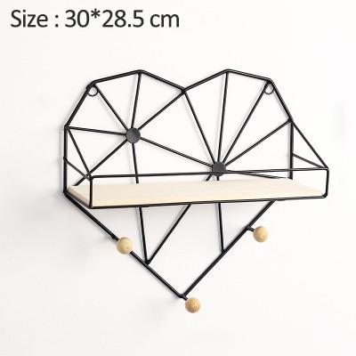 Nordic Love Heart Wall Shelf Wrought Iron Grid Plant Stand Decor
