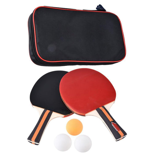 Pair Of Table Tennis Bats Ping Pong Paddle Racket Set With 3 Balls Fitness