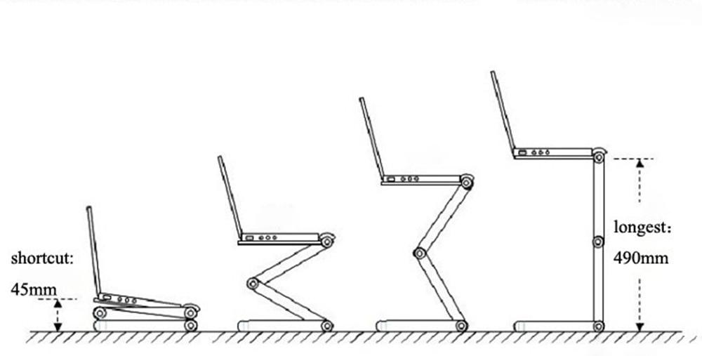 Folding Laptop Desk Ergonomic Aluminum Bed Stand
