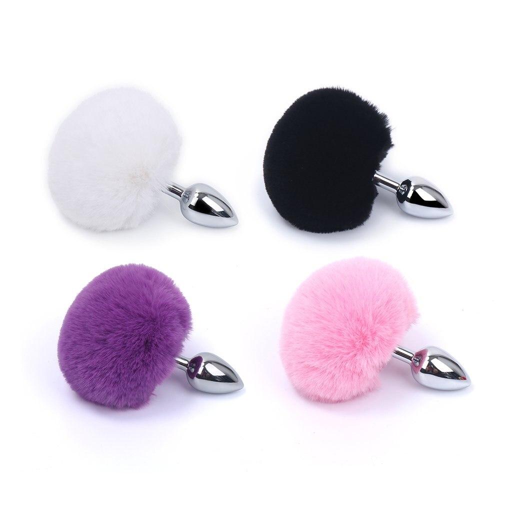 White Or Pink Bunny Tail Butt Bdsm Pet Rabbit Cosplay Metal Anal Plug