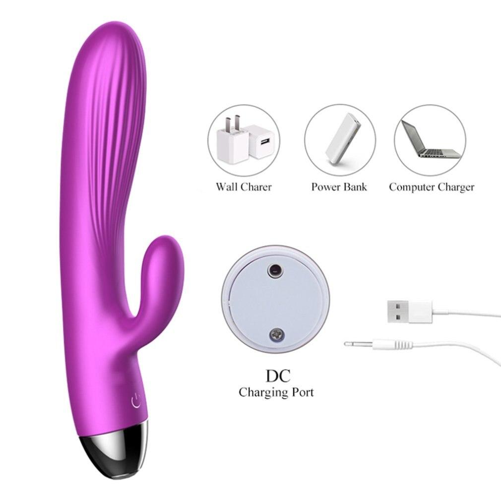 Purple Rabbit Vibrator Waterproof Usb Rechargeable 10 Modes Silicone