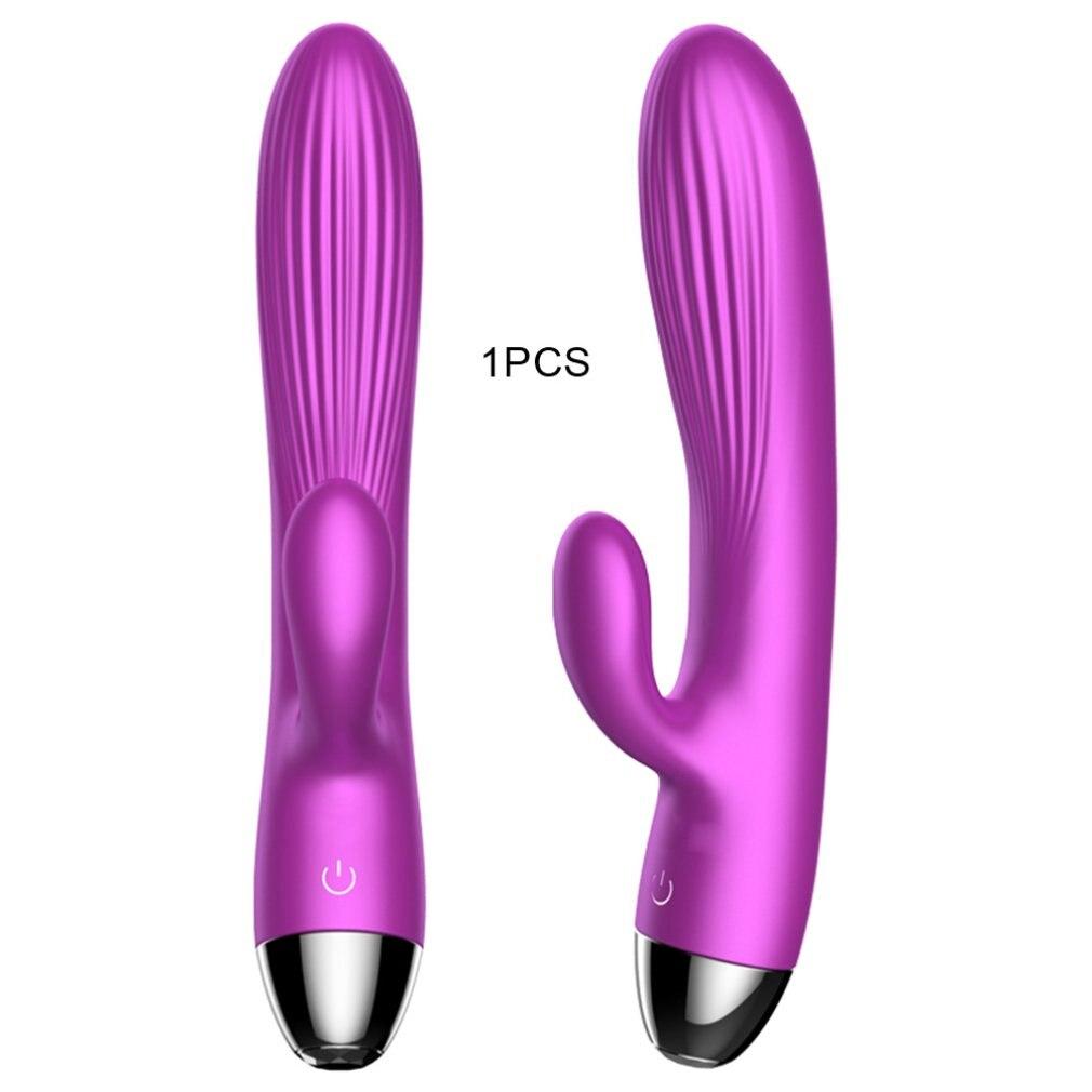 Purple Rabbit Vibrator Waterproof Usb Rechargeable 10 Modes Silicone