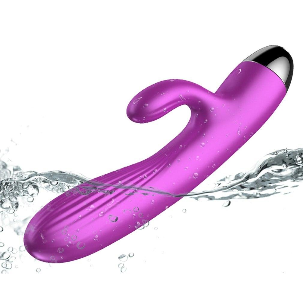 Purple Rabbit Vibrator Waterproof Usb Rechargeable 10 Modes Silicone