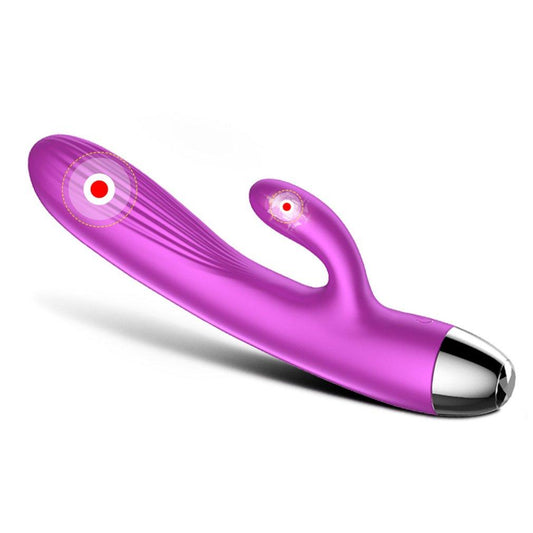 Purple Rabbit Vibrator Waterproof Usb Rechargeable 10 Modes Silicone