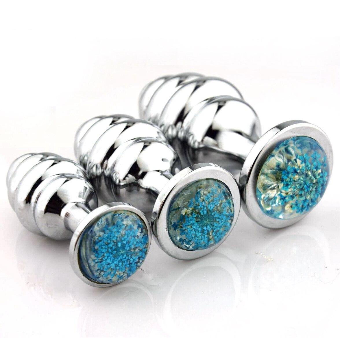 3Pcs / Set Spiral Flower Crystal Butt Plug Anal Sex Toys For Couples