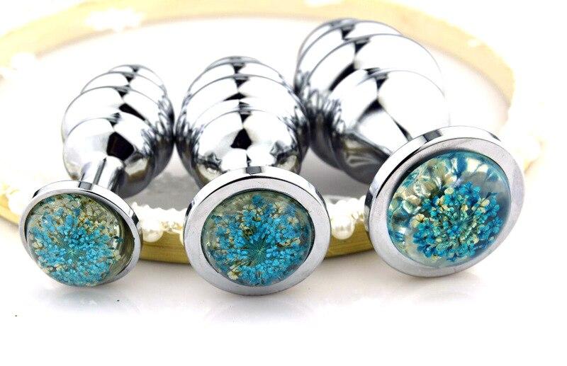 3Pcs / Set Spiral Flower Crystal Butt Plug Anal Sex Toys For Couples