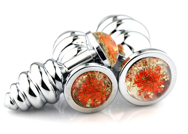 3Pcs / Set Spiral Flower Crystal Butt Plug Anal Sex Toys For Couples