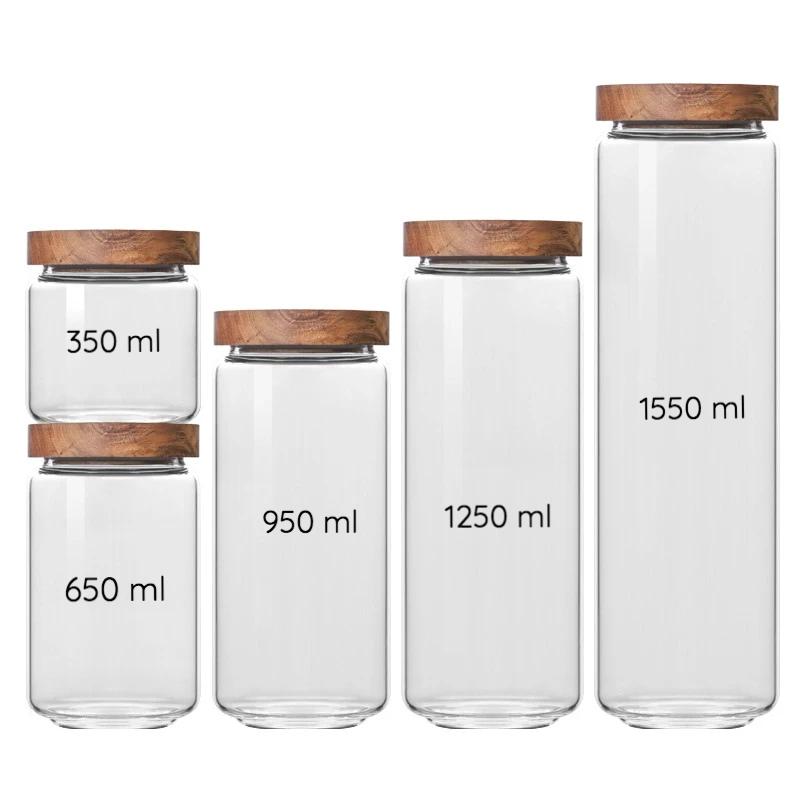 Acacia Wood Glass Kitchen Storage Containers
