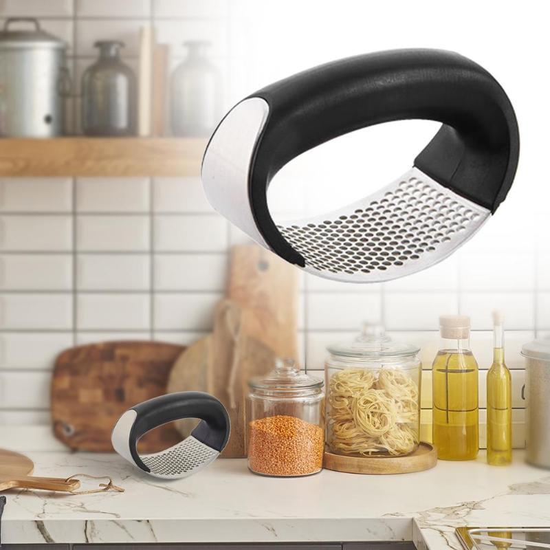 Stainless Steel Garlic Masher Press Household Manual Curve Fruit Vegetable