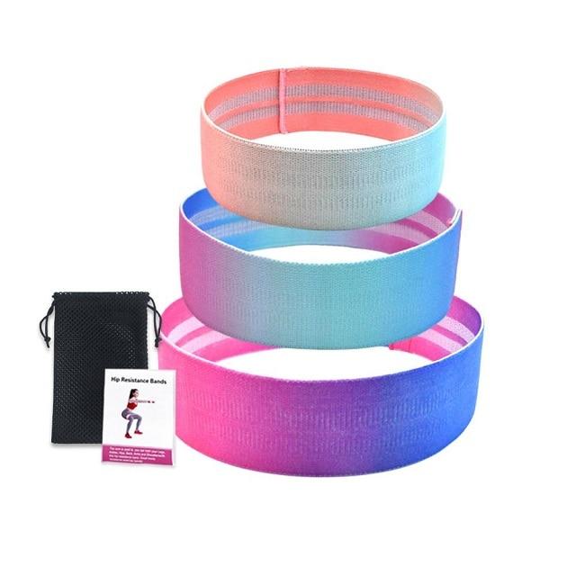 Fabric Resistance Booty Bands 3 Set Hip Workout Squats Exercise Guide Bag Fitness