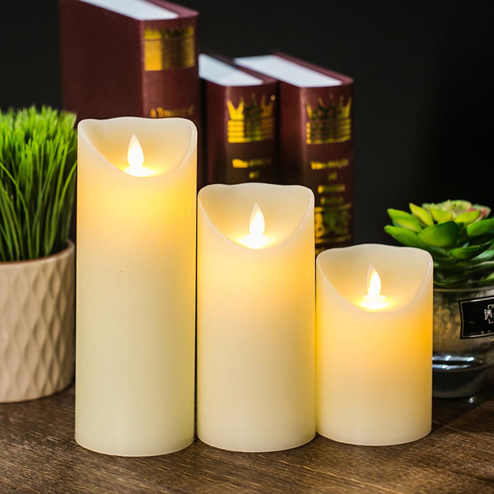 3 / Set Led Flameless Swing Candles Safe Battery Operated Lights Decor