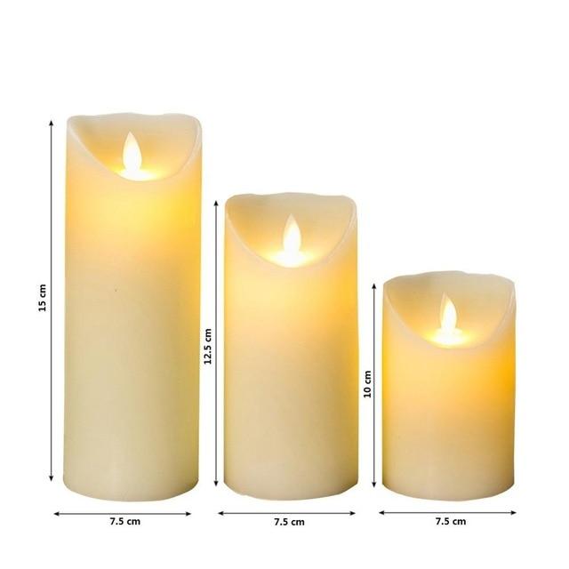 3 / Set Led Flameless Swing Candles Safe Battery Operated Lights Decor