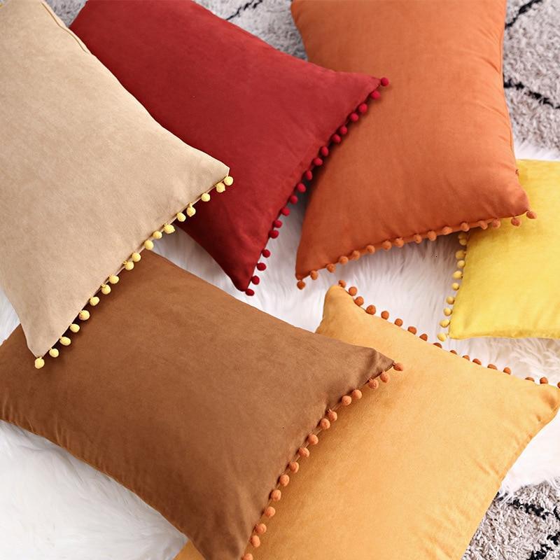 Boho Suede Pom Cushion Covers