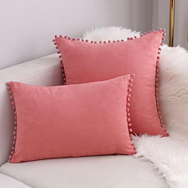 Boho Suede Pom Cushion Covers