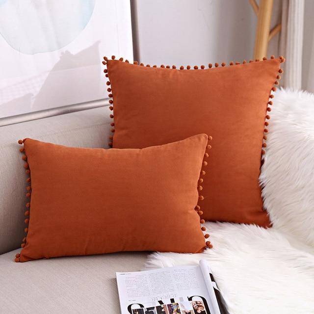 Boho Suede Pom Cushion Covers