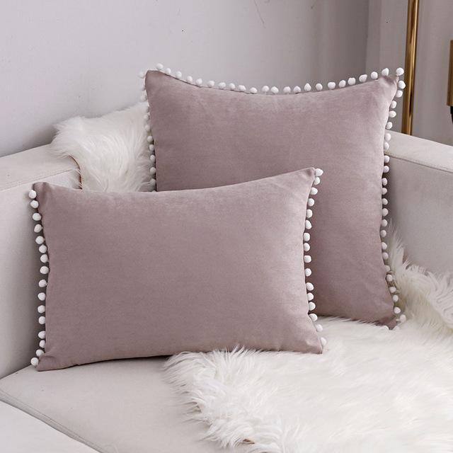 Boho Suede Pom Cushion Covers