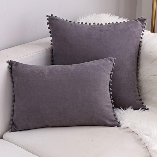 Boho Suede Pom Cushion Covers