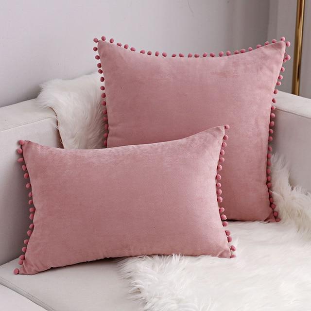 Boho Suede Pom Cushion Covers