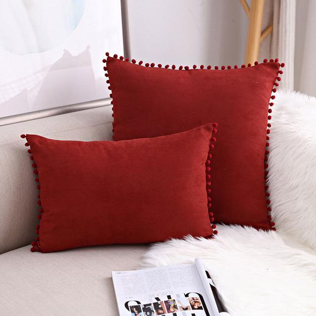 Boho Suede Pom Cushion Covers