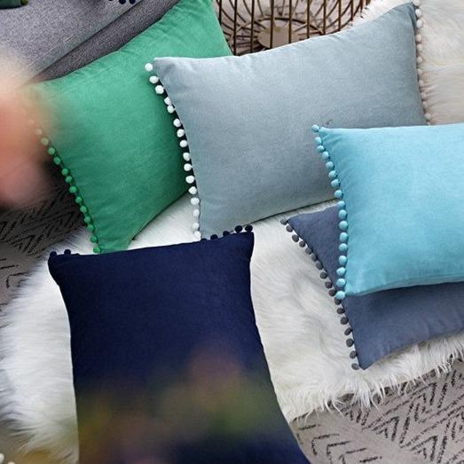 Boho Suede Pom Cushion Covers