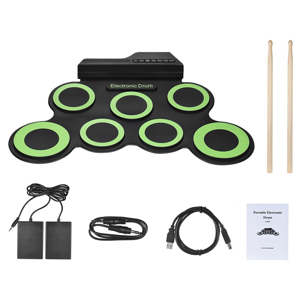 Electronic Digital Drum Kit Usb 7 Pads Roll Up Silicone Set