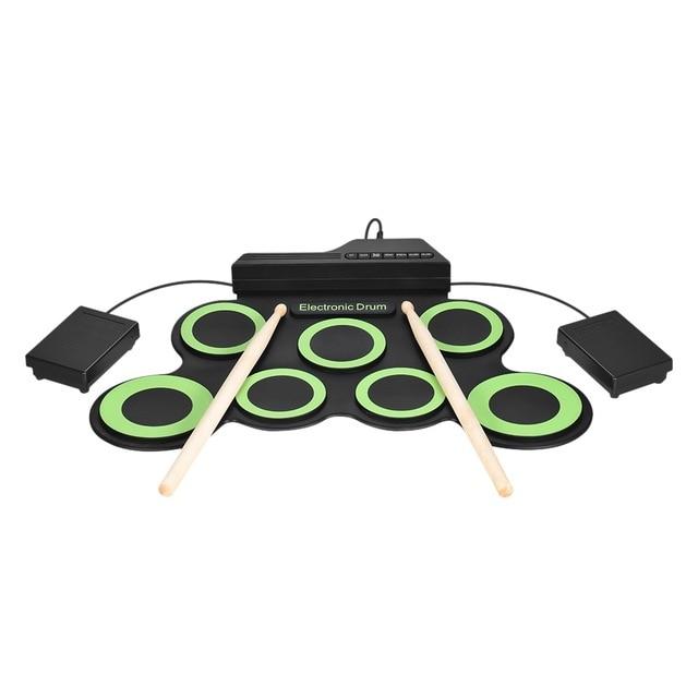 Electronic Digital Drum Kit Usb 7 Pads Roll Up Silicone Set