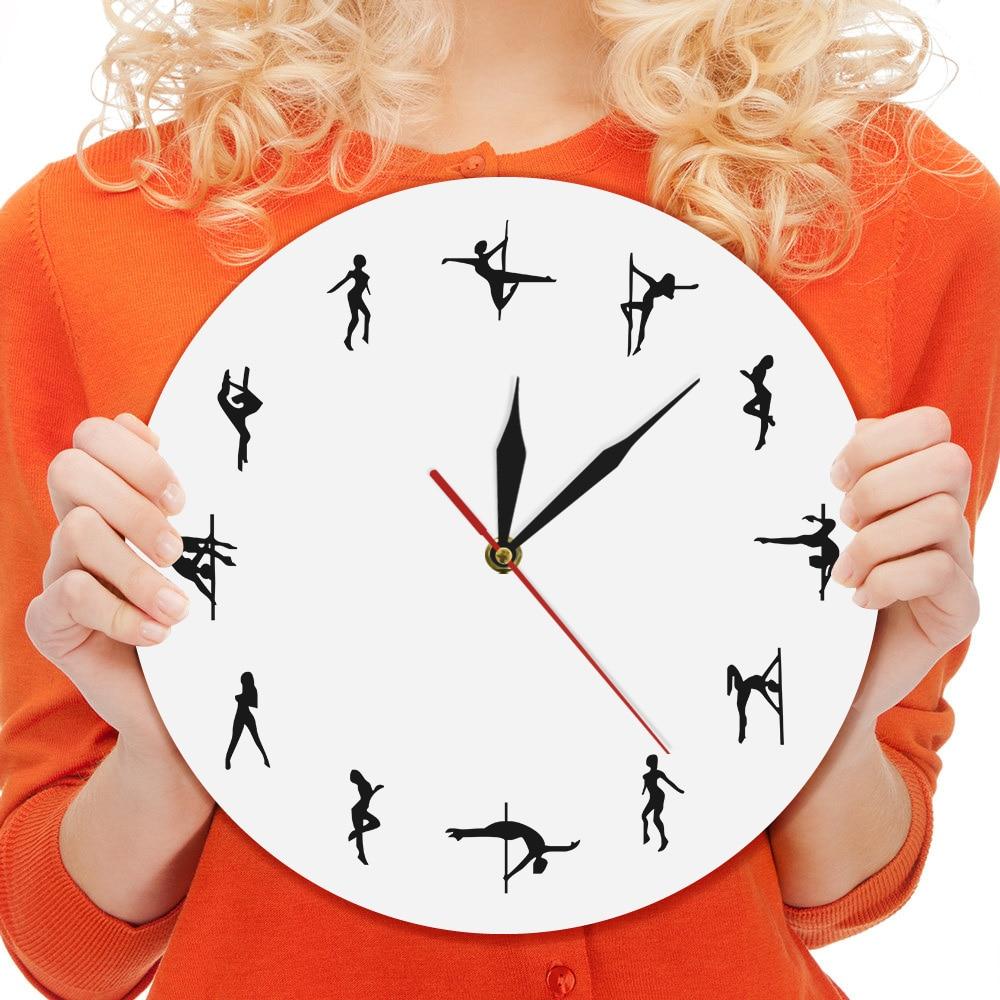 Pole Dancing Figure Yoga Design Minute Time Modern Wall Clock Decor