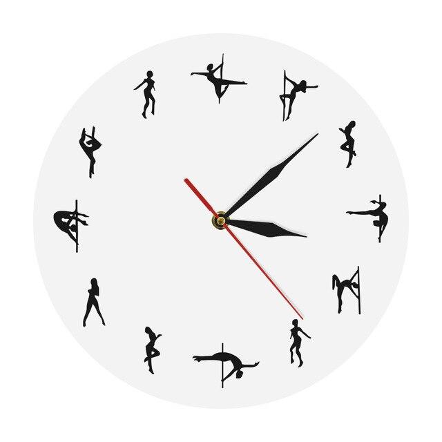 Pole Dancing Figure Yoga Design Minute Time Modern Wall Clock Decor
