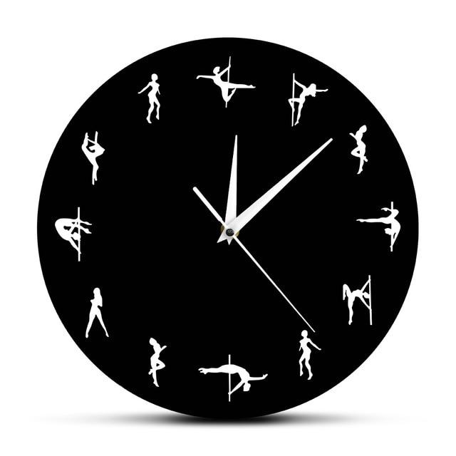 Pole Dancing Figure Yoga Design Minute Time Modern Wall Clock Decor