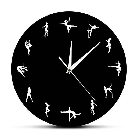 Pole Dancing Figure Yoga Design Minute Time Modern Wall Clock Decor