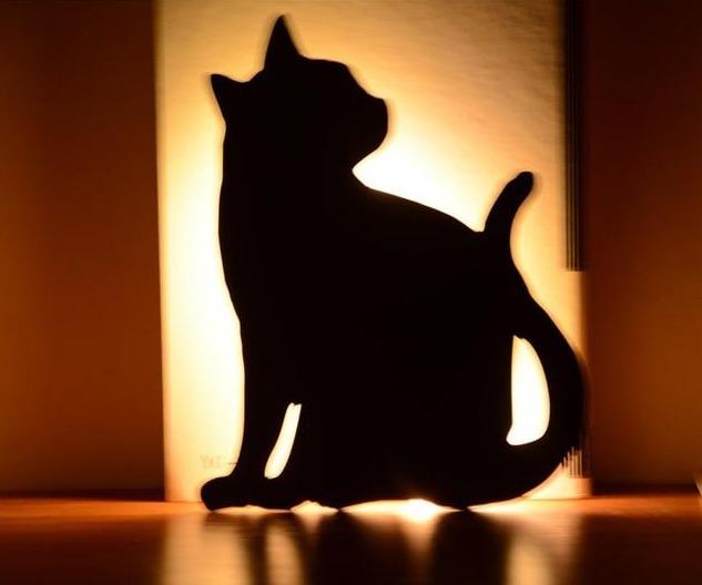 Cute Cat Wall Led Motion Sensor Lamp Smart Night Light