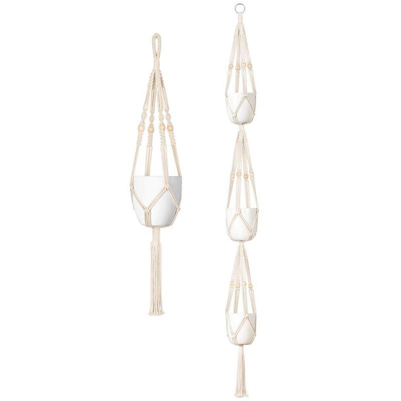 Set Of 5 Macrame Plant Hangers Cotton Rope Hanging Planters Decor