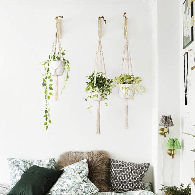 Set Of 5 Macrame Plant Hangers Cotton Rope Hanging Planters Decor