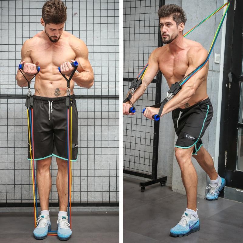11 Pcs Pull Rope Latex Resistance Bands Body Fitness Equipment Exercise Gym