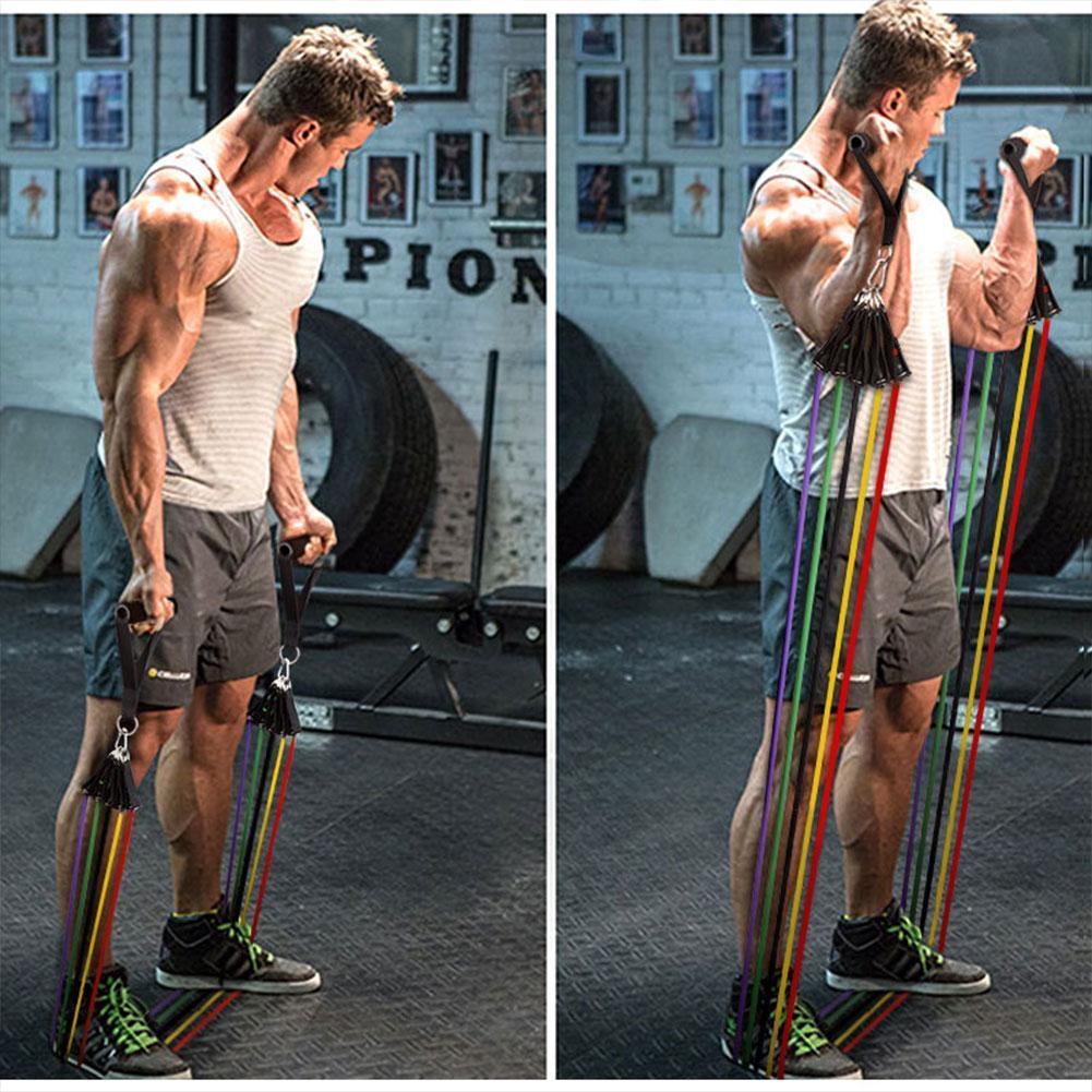 11 Pcs Pull Rope Latex Resistance Bands Body Fitness Equipment Exercise Gym
