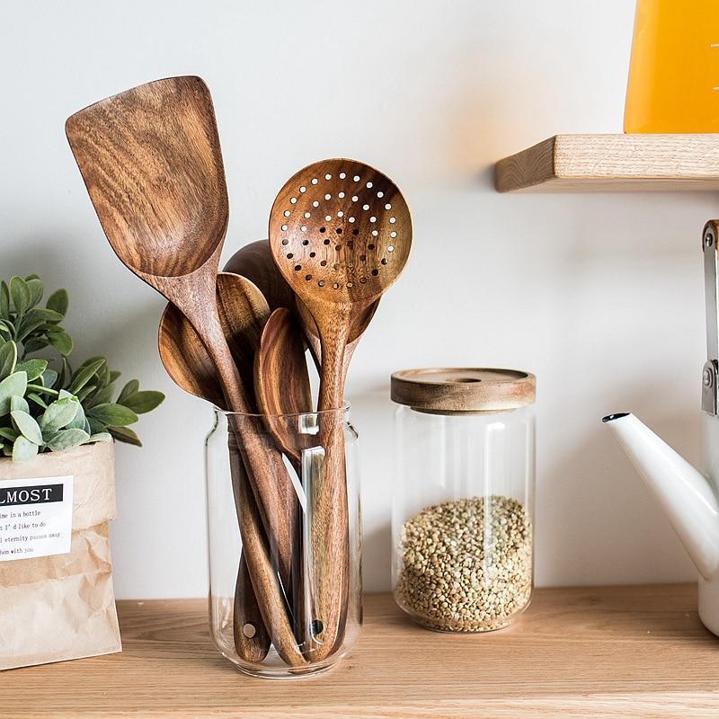 Rustic Country Teak Kitchen Tools Cooking Utensils