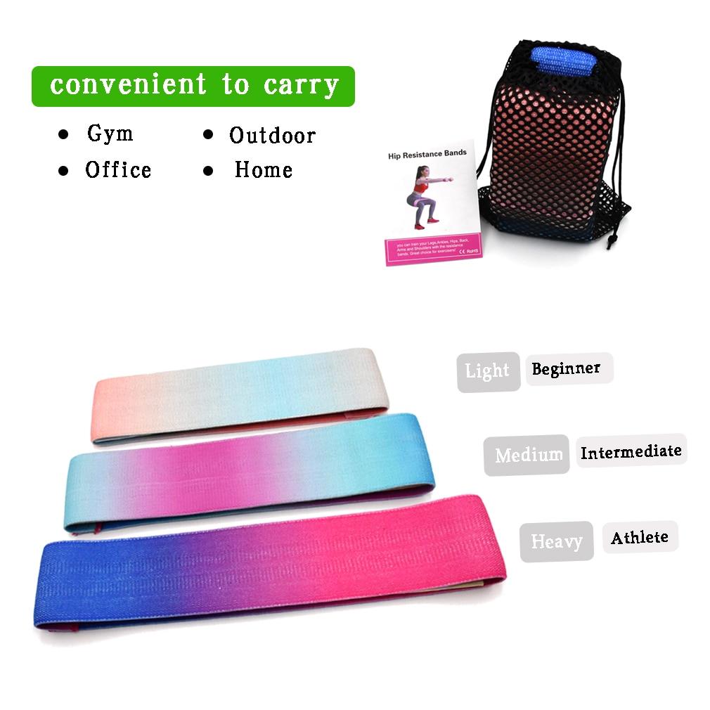 Fabric Resistance Booty Bands 3 Set Hip Workout Squats Exercise Guide Bag Fitness