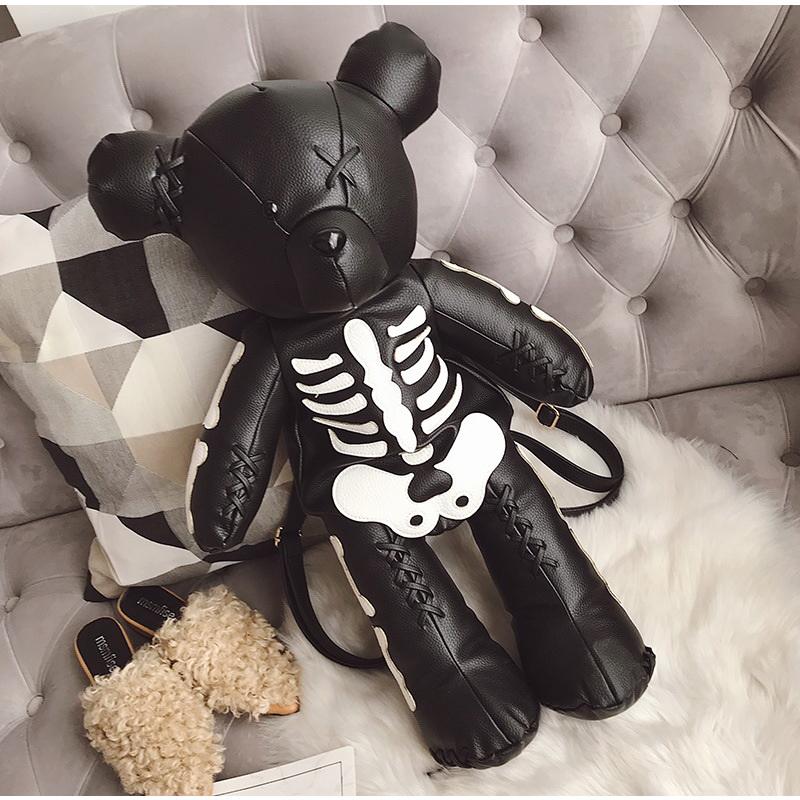 1 Sets of Hod Health & Home Punk Goth Skeleton Bear Backpack | Accessories For Women
