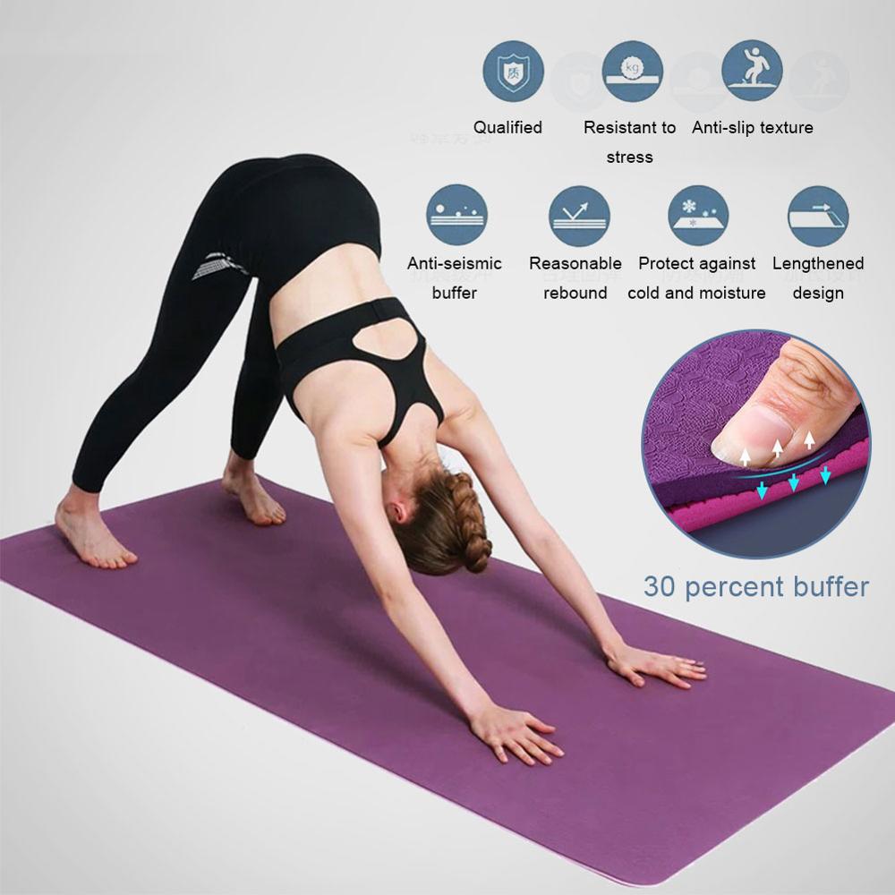 Two Tone Colours 6Mm Tpe Non Slip Yoga Mat Gym Fitness Equipment Exercise