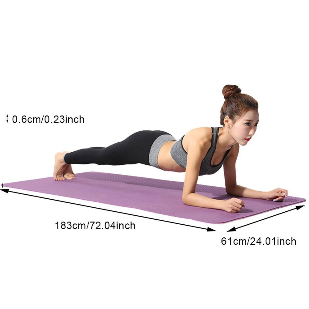 Two Tone Colours 6Mm Tpe Non Slip Yoga Mat Gym Fitness Equipment Exercise