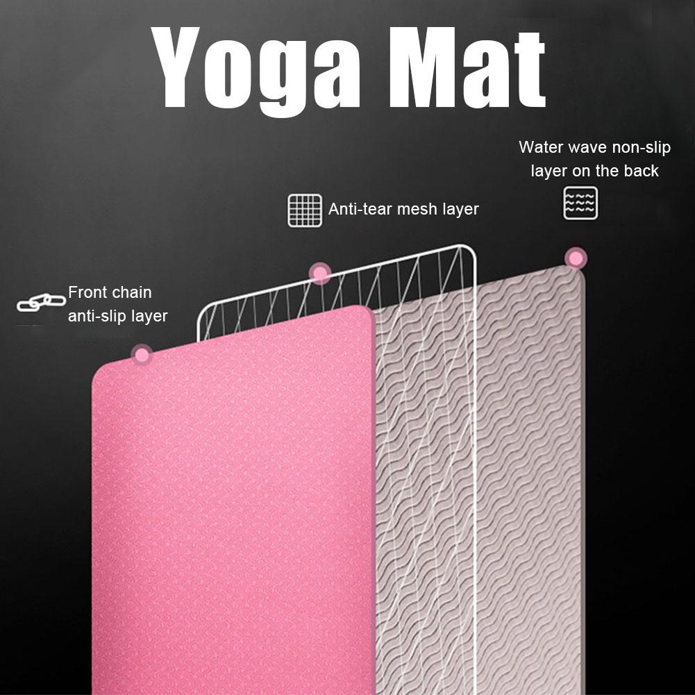 Two Tone Colours 6Mm Tpe Non Slip Yoga Mat Gym Fitness Equipment Exercise