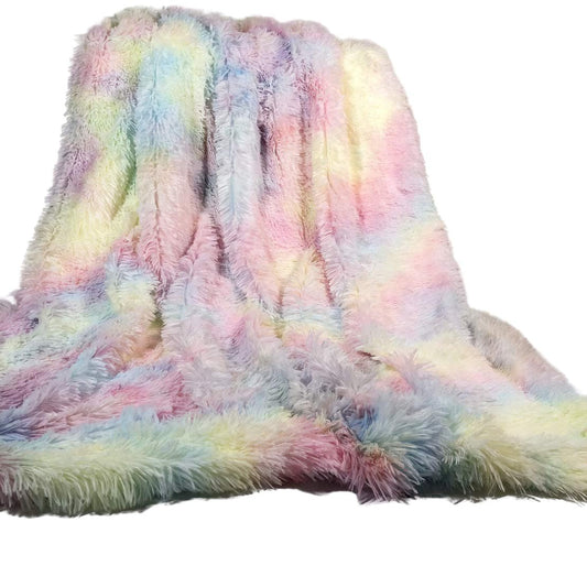 Colourful Rainbow Plush Super Soft Blanket Winter Warmers