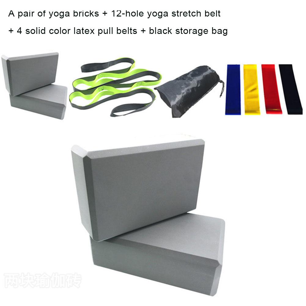 Fitness Kit Pilates Yoga Training Belt Resistance Bands Eva Blocks Gym Equipment