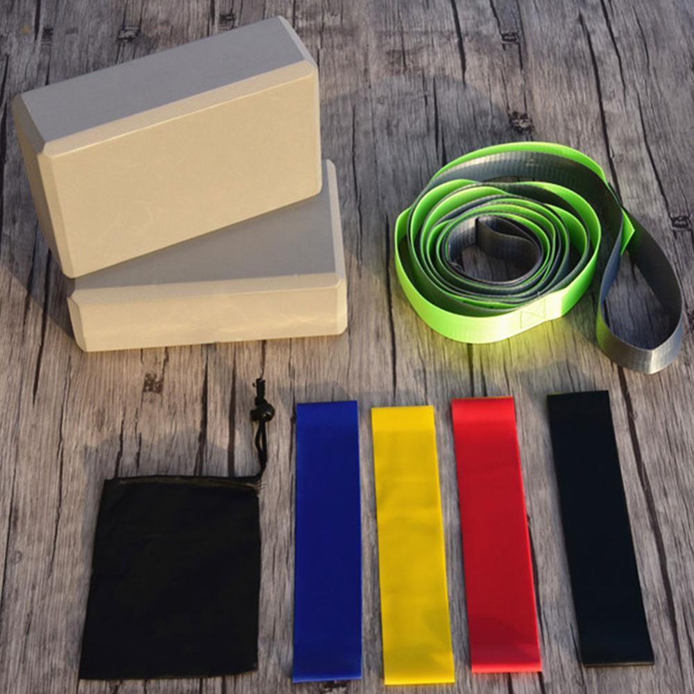 Fitness Kit Pilates Yoga Training Belt Resistance Bands Eva Blocks Gym Equipment
